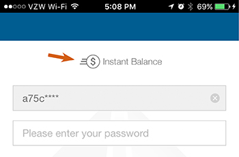 image of instant balance icon in mobile banking