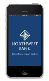 Image of phone with Northwest Bank logo on it