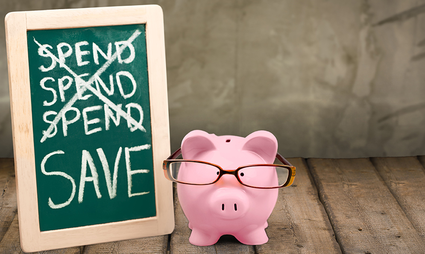 Spend Spend Spend Save [pig with glasses]