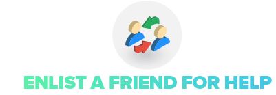 image of two people icons stating enlist a friend for help