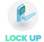 Image of a door lock stating lock up