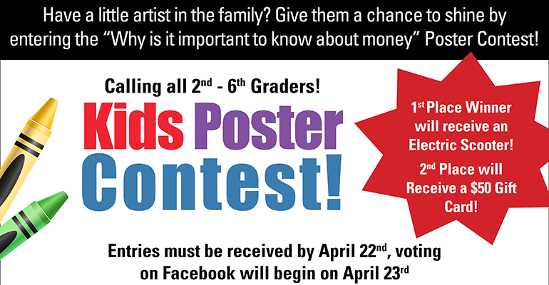 Image of crayons stating 2-6th graders can enter a poster contest to win
