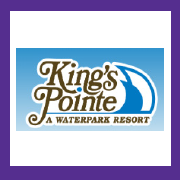 purple box with King's Pointe Waterpark Resort Logo