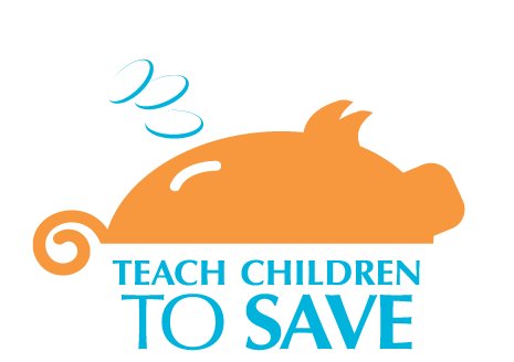 Image of the Teach Children To Save Piggy bank stating teach children to save